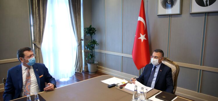 Cumhurbaşkanı Yardımcısı Fuat Oktay, TOBB Başkanı Rifat Hisarcıklıoğlu ve  TEPAV Direktörü Güven Sak'ı kabul etti