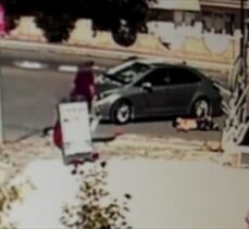 Sivas'ta otomobilin bisiklet sürücüsüne çarptığı kaza anı kamerada