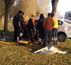 Afyonkarahisar'da ağaçlara çarpan otomobilin sürücüsü yaralandı
