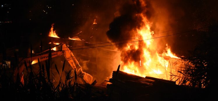 Bodrum'da pelet fabrikasında çıkan yangın söndürüldü