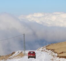 Düzce'nin zirvesindeki kar manzarası havadan görüntülendi