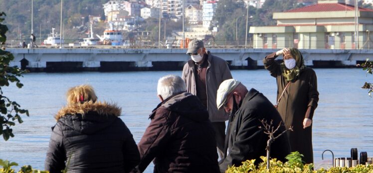 Sinop'ta 65 yaş ve üstü vatandaşlar güneşli havanın tadını çıkardı