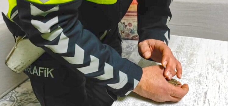 Malatya'da donmak üzere olan serçeye polisten şefkat eli