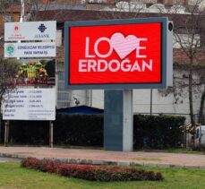 Zonguldak'ta LED ekranlara “Love Erdoğan” görseli yansıtıldı