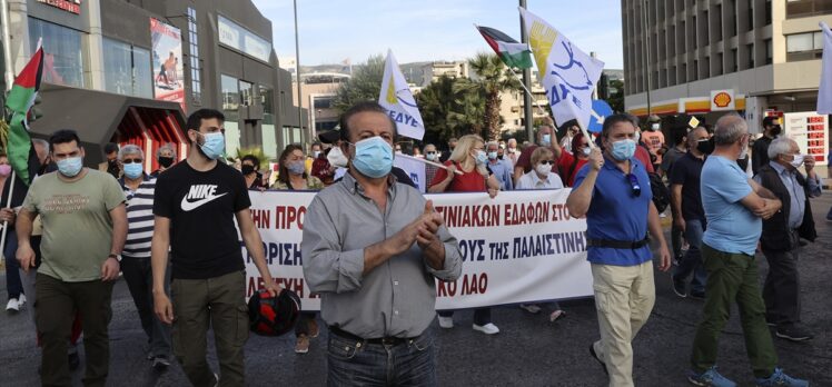 Yunanistan'da, İsrail'in Mescid-i Aksa'ya ve Filistinlilere yönelik saldırıları protesto edildi