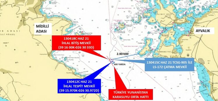 Yunan sahil güvenlik botu Ayvalık açıklarında ihlal ettiği Türk kara sularından çıkarıldı