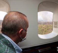 Cumhurbaşkanı Erdoğan, Antalya'da orman yangınlarının yaşandığı bölgeleri helikopterden inceledi