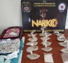 Edirne'de arama yapılmak üzere gidilen evin penceresinden atılan çantadan uyuşturucu çıktı
