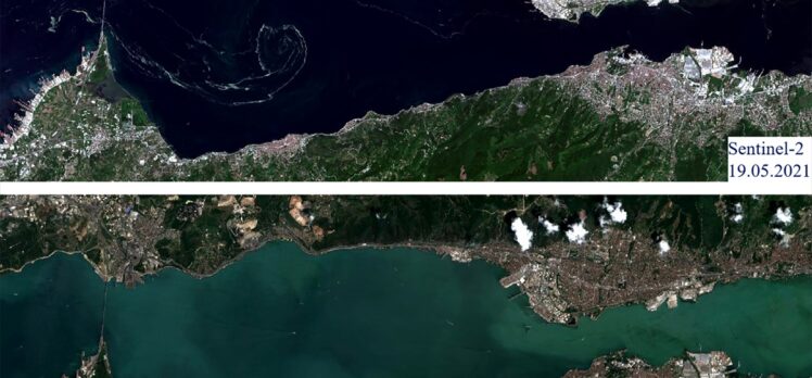 Marmara Denizi'nin uzaydan çekilen görüntülerinde müsilajın temizlendiği tespit edildi