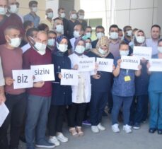 Şanlıurfa'da 9 hastane çalışanının darbedilmesi protesto edildi