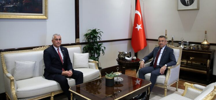 Cumhurbaşkanı Yardımcısı Oktay, KKTC Milli Eğitim ve Kültür Bakanı Amcaoğlu'nu kabul etti