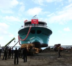 Trabzon'da 7 milyon dolara imal edilen balıkçı gemisi denize indirildi