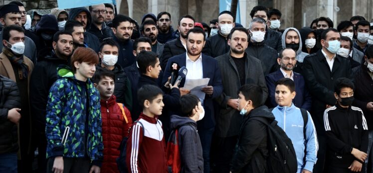 TÜGVA İstanbul İl Başkanı Emrullah Şanlan'dan, Taksim Camisi önünde açıklama: