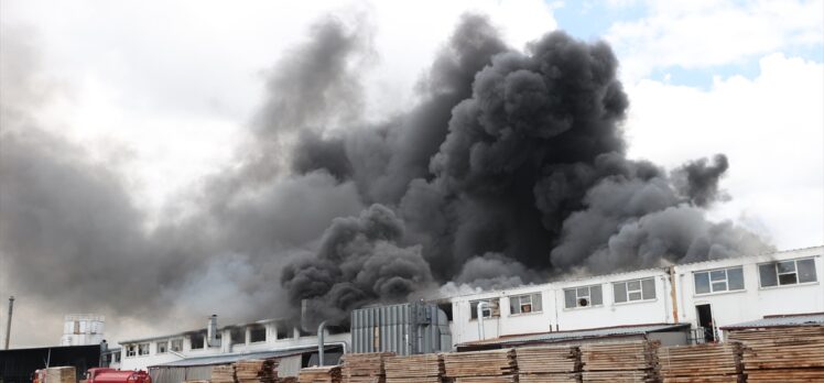 Ankara'da mobilya fabrikasında çıkan yangına müdahale ediliyor
