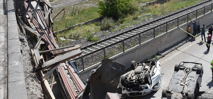 GÜNCELLEME – Erzurum'da iki otomobil köprüden düştü, 3 kişi yaralandı