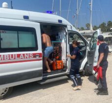 Datça açıklarındaki teknede yaralanan kişiye tıbbi tahliye
