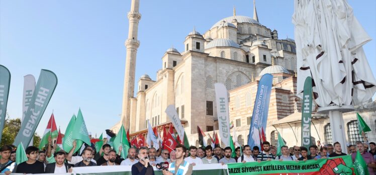 İstanbul'da sivil toplum kuruluşlarından Filistinlilere destek gösterisi