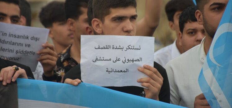 Kerkük'te Türkmen gençler İsrail'in Gazze'ye yönelik saldırılarını protesto etti