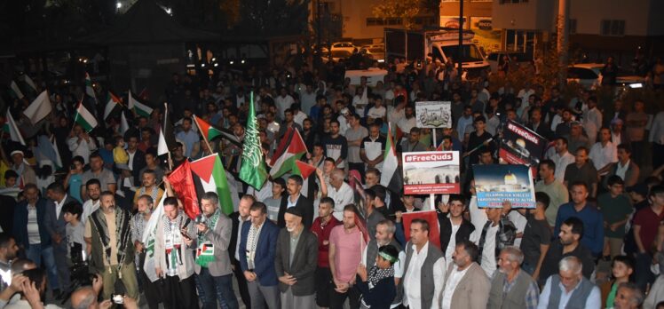 Şanlıurfa'da basın açıklamasının ardından Filistin'e destek konvoyu yapıldı