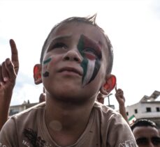 Suriye'nin kuzeyinde Filistin'e destek gösterisi düzenlendi