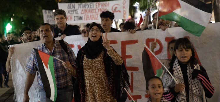 Yunanistan'da Filistin'e destek gösteri