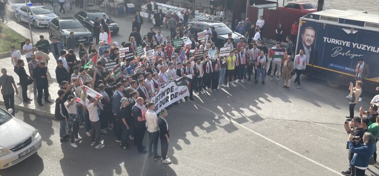 AK Parti'li gençler Zonguldak, Karabük ve Düzce'de  İsrail'in saldırılarını protesto etti