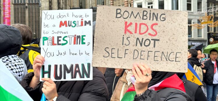 Hollanda'daki Filistin’e destek gösterisinde AB'ye ve ABD'ye tepki