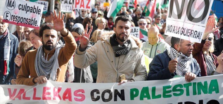 İspanya'da Filistin'e destek gösterilerine ülke genelinde devam edildi