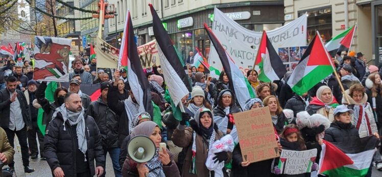 İsveç'te binlerce kişinin katılımıyla Filistin'e destek gösterisi düzenlendi