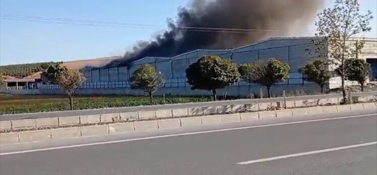 Kahramanmaraş'ta tekstil fabrikasının deposunda çıkan yangına müdahale ediliyor