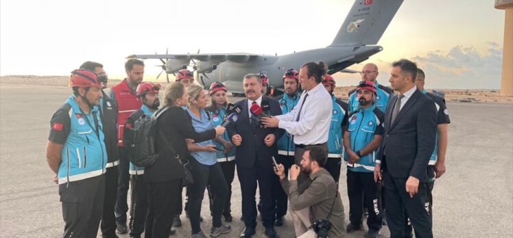 Sağlık Bakanı Koca, Gazzeli hastaların getirildiği El Ariş Havalimanı'nda konuştu: