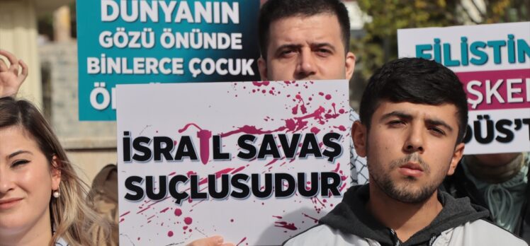 Trakya'da AK Parti'li gençler İsrail'in Gazze'ye yönelik saldırılarını protesto etti