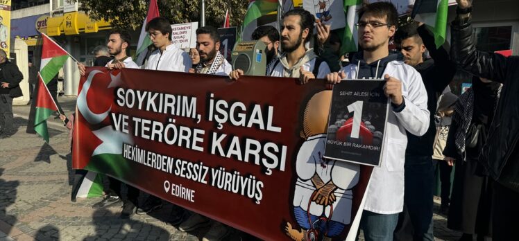 Edirne'de, terör ve Filistin'deki saldırılara tepki
