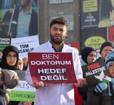 Erzurum'da sağlık çalışanları Filistin için “sessiz yürüyüş” gerçekleştirdi