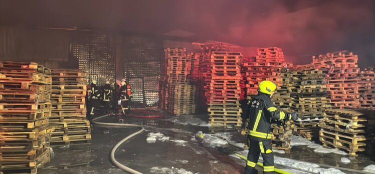 Kayseri'de palet fabrikasında çıkan yangın söndürüldü