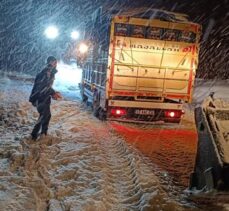 Van'da kar nedeniyle yolda kalan kamyonet, belediye ekiplerince kurtarıldı
