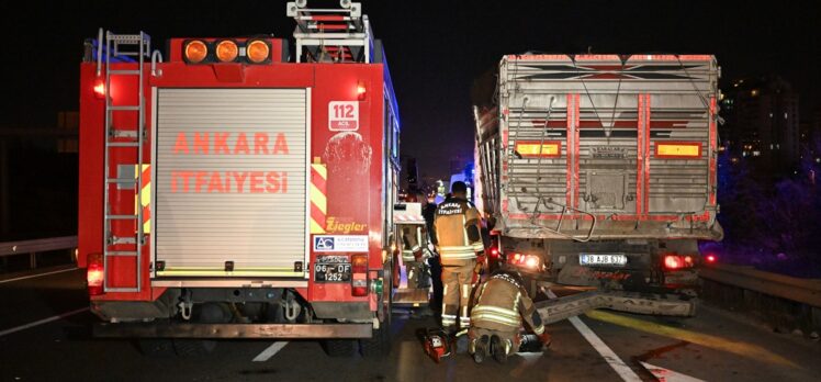 Ankara'da 4 tırın karıştığı zincirleme kazada 1 kişi yaralandı