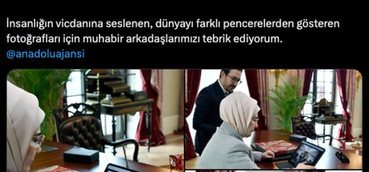 Emine Erdoğan, AA'nın “Yılın Kareleri” oylamasında fotoğrafları yer alan muhabirleri tebrik etti