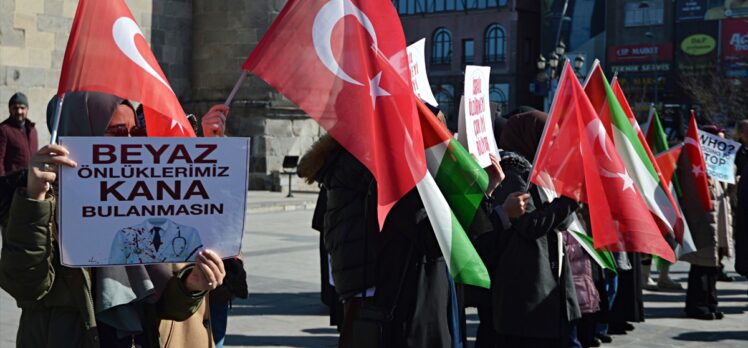 Erzurum'da hekimler ve sağlıkçılar Filistin için “sessiz yürüyüş” yaptı