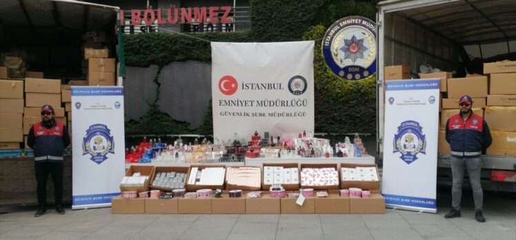 Arnavutköy'de düzenlenen operasyonda 64 bin sahte parfüm ele geçirildi